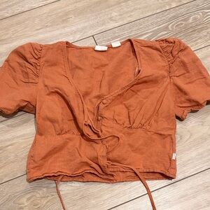 Women's Orange Puff Sleeve Top